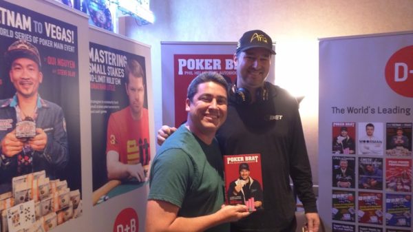 D&B Poker WSOP Booth Robbie and Phil Hellmuth
