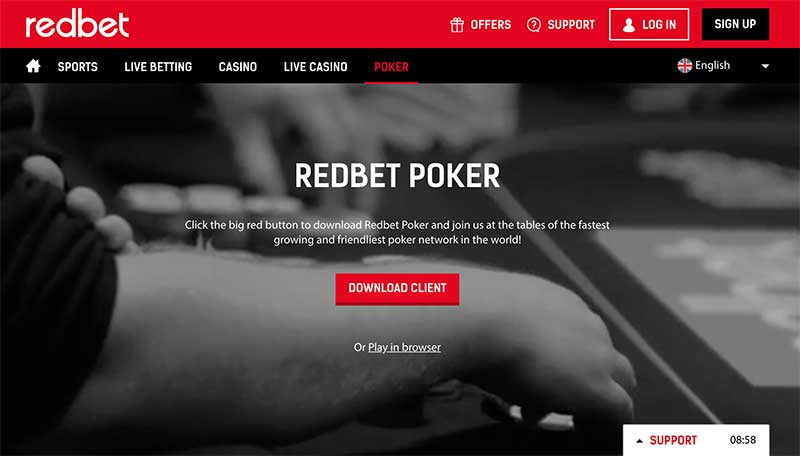 Redbet poker screenshot